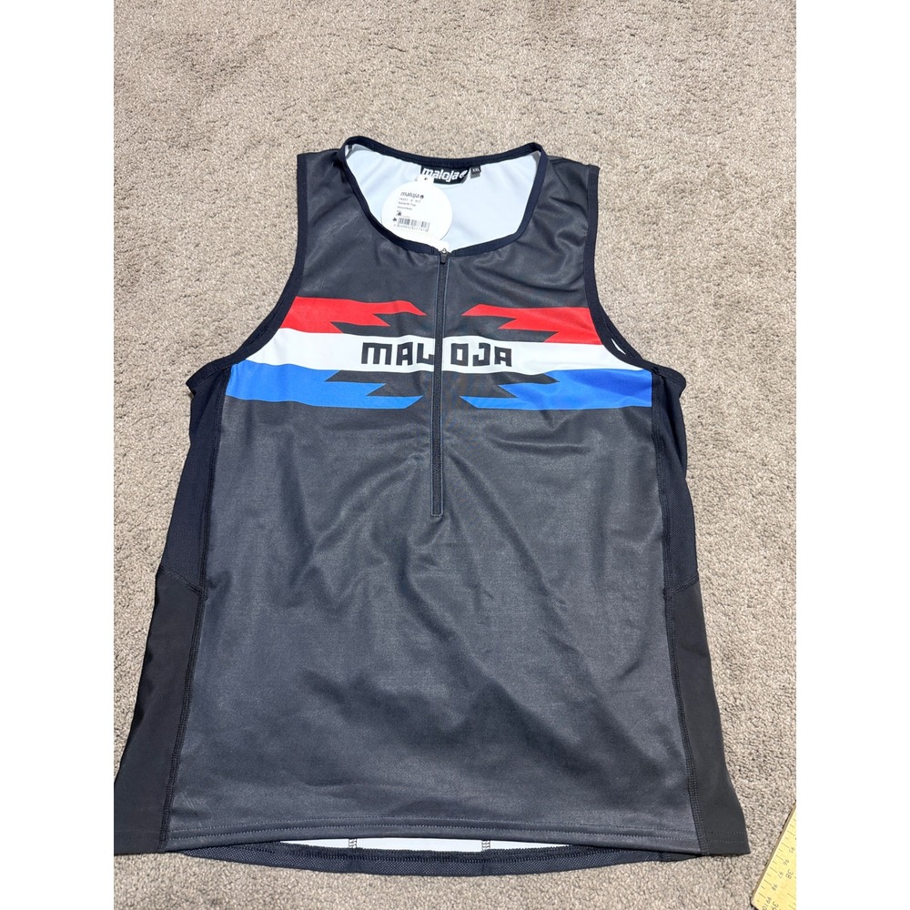Maloja SallarM. Top Cycling Jersey Moonless Black Red Blue Sleeveless 15231 XXL